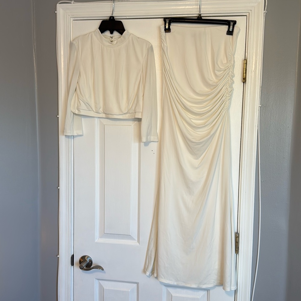 Cream Top and Skirt Set